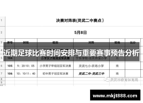 近期足球比赛时间安排与重要赛事预告分析